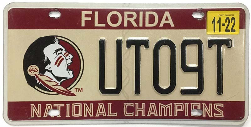 Florida State Seminoles Booster Licence 2024 plates