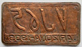 Arizona 1933 Coconino County Copper License Plate - VJ65