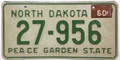 North Dakota 1958 1960 "Peace Garden State" License Plate - 27956