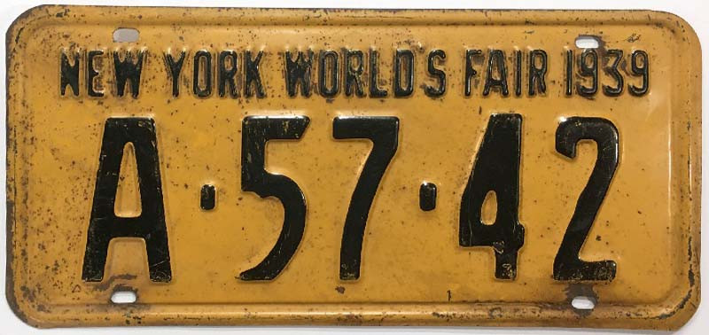 1939 New York License sale Plate