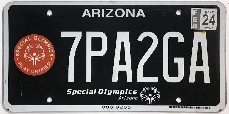 Arizona 2024 Special Olympics License Plate - 7PA2GA - Plate Dog