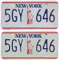 New York 1986-2000 "Statue of Liberty" License Plate Pair - 5GY646