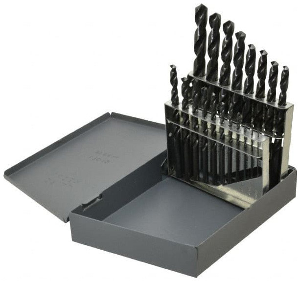 Hertel Jobber Length Drill Set, 19 Pieces, 1 10mm x 0.5mm, HSS Black