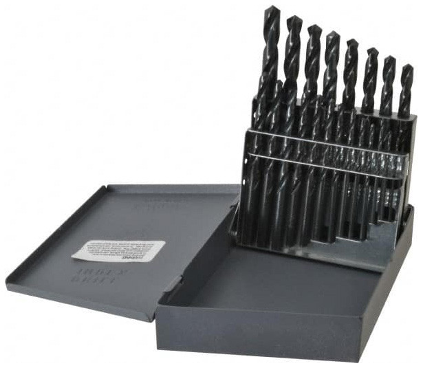 Hertel Jobber Length Drill Set, 21 Pieces, 1/16 3/8" x 64ths, HSS