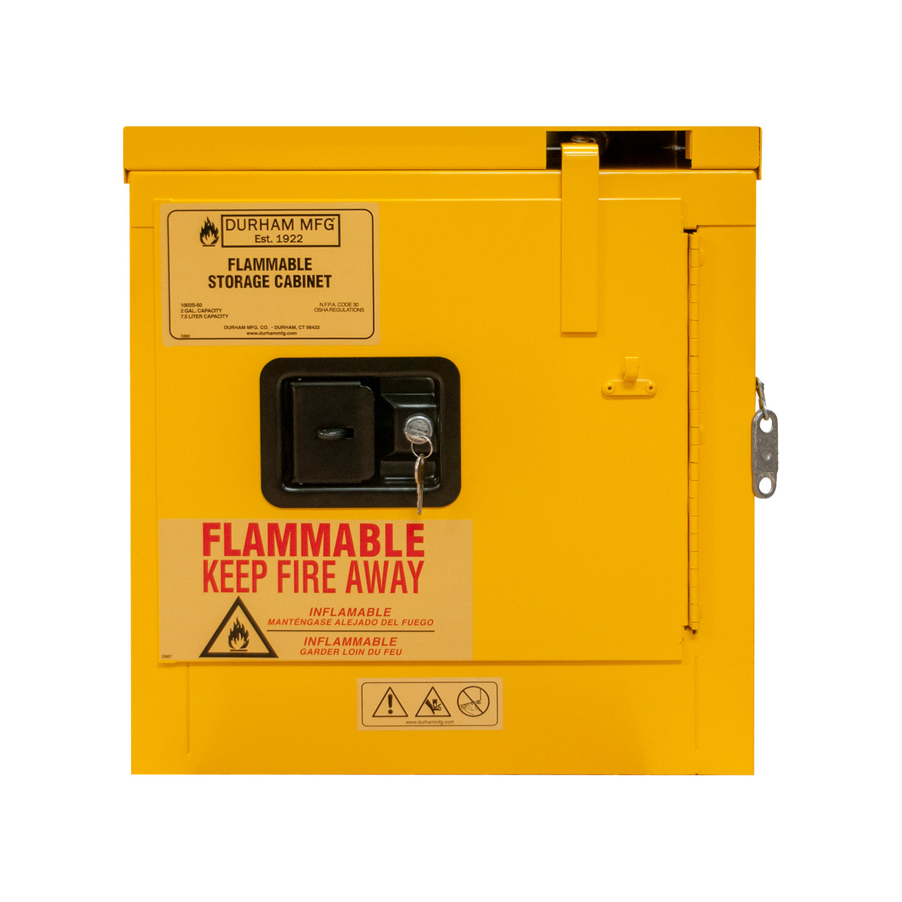 Durham 2 Gallon Self Closing Yellow Flammable Safety Cabinet