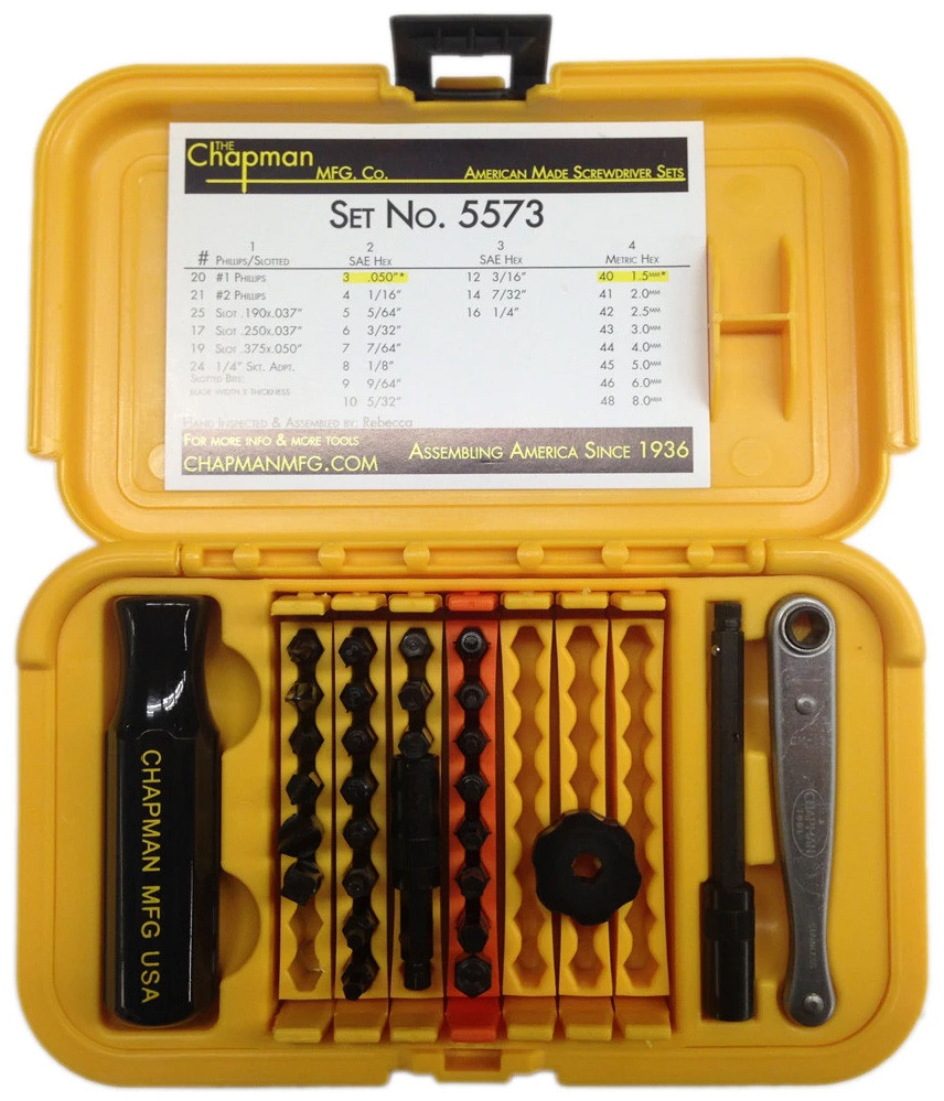 Chapman Deluxe Standard + Metric Allen Hex Screwdriver Set 5573