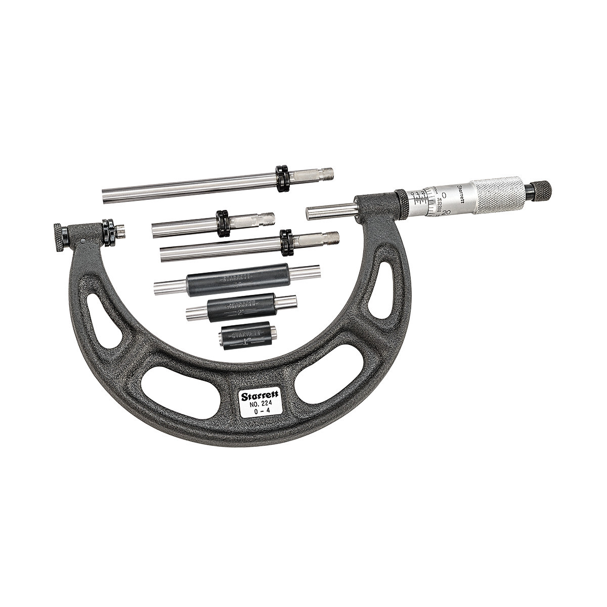 Starrett Interchangeable Anvil Micrometer Set, 04", EDP 50770