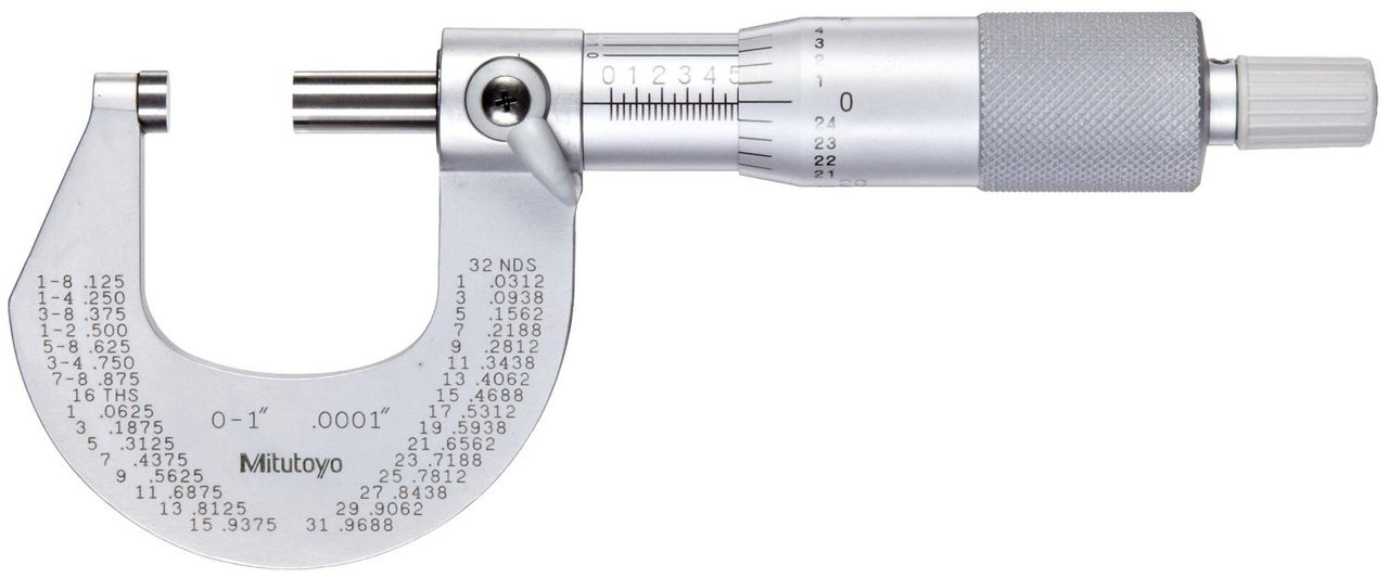 Mitutoyo Outside Micrometer, Manual 01" Ratchet Stop 101113 Penn