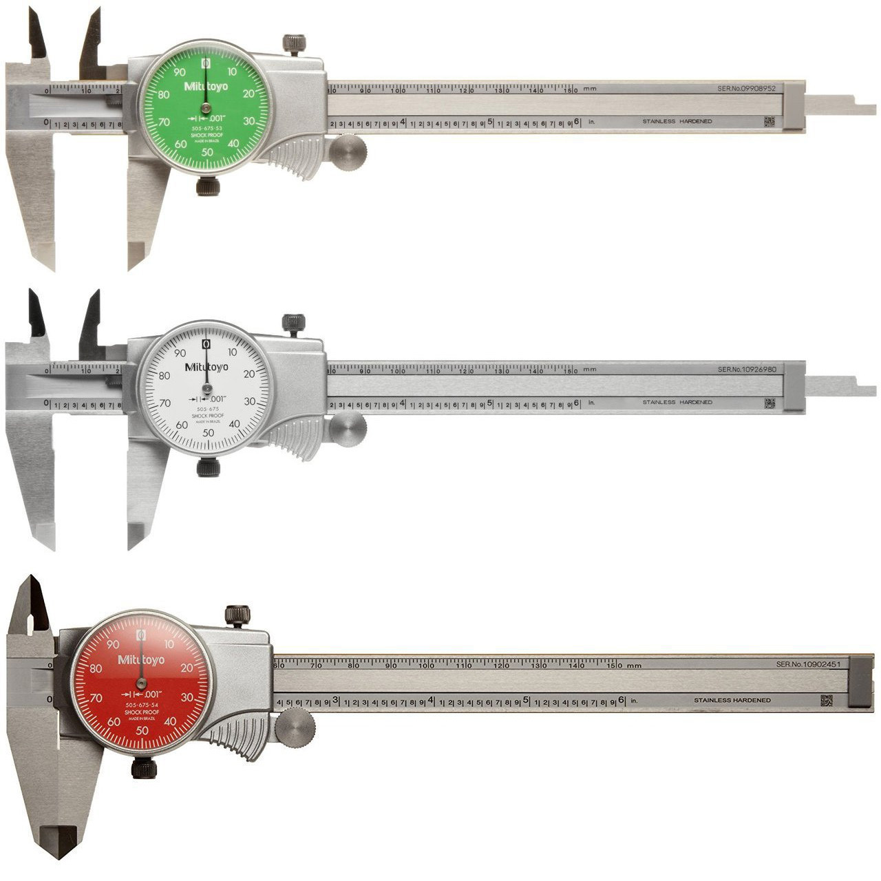 8/" MITUTOYO #505-743 DIAL CALIPER W//CASE .001/" GRAD. NEW!