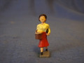 PAINTED PEWTER LADY WITH PICNIC BASKET FIGURE CREAM TOP O GAUGE