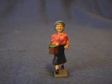 PAINTED PEWTER LADY WITH PICNIC BASKET FIGURE PINK TOP O GAUGE