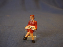 PAINTED PEWTER LADY WITH NEWSPAPER FIGURE O GAUGE