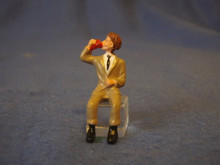 PAINTED PEWTER MAN SITTING WITH DRINK FIGURE O GAUGE