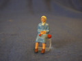 PAINTED PEWTER OLDER WOMAN LADY SITTING FIGURE O GAUGE