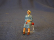 PAINTED PEWTER OLDER WOMAN LADY SITTING FIGURE O GAUGE