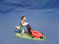 PAINTED PEWTER LADY MOWING GRASS O GAUGE