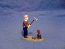 PAINTED PEWTER MAN CHOPPING WOOD O GAUGE
