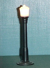 BLACK STREET LAMP WITH WHITE TAPERED GLOBE 14 VOLTS 4 1/4" TALL