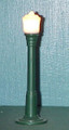 GREEN STREET LAMP WITH WHITE TAPERED GLOBE 14 VOLTS 4 1/4" TALL