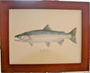 The limited edition Russian River steelhead giclee print is framed at the same size as the original (18"x24") and without a mat.