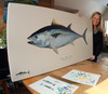 Karen with a limited edition giclee print of her bluefin tuna with a hand-painted remarque.