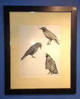 "Three Crow" - American Crow (Corvus brachyrhynchos) Original Painting