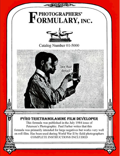 Pyro-Triethanolamine Film Developer Front Label