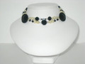 Double Pearl & Swarovski Crystal with Black Button Necklace (SOLD)