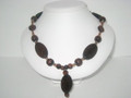 Oval Dark Wood Necklace with Pendant (sold)