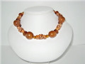 Cheetah Print Cube & Round Wood Balls Necklace