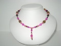 Pink Quartz, Fuchsia, & Wooden Agate Necklace (sold)