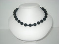 Black Round Necklace with black & crystals (sold)