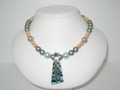 Asymmetrical Pendant Green/Bronze Pearl Necklace (sold)