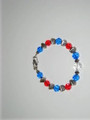 Red, Blue, Crystal, & Bali Silver Bracelet (sold)