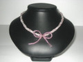 Pink Pebble & Crystal Bow Necklace (sold)