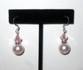 Light Swarovski Crystal Rose & Pearl Earrings (SOLD)