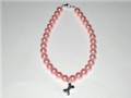 10" Pink Pearl Dog Collar with Silver Bone