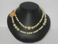 Double Jonquil Pendant Necklace with Pearls & Swarovski Crystals (SOLD)