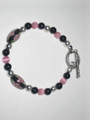 Black & Pink Flower Bracelet (sold)