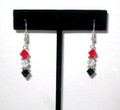 Red, Clear, & Jet Crystal Earrings