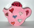 Pink Heart Teapot Wall Vase