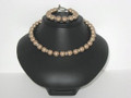Bronze Pearl & Crystal Rondelle Necklace & Bracelet Set