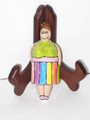 Woman Drawer Pull with Green Tank & Multicolor Skirt