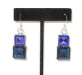 Purple & Blue Cube Rhinestone Earrings