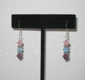 Triple light rose, aqua, & amethyst Swarovski Earrings (sold)
