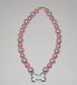 10" Pink & Purple Pearl Dog Collar with Rhinestone Bone