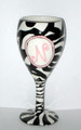 Monogrammed "N" zebra print wine glass (sold)