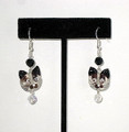 Black & Clear Cat Head Earrings
