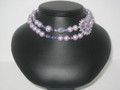 Double Flower Amethyst Necklace with Pearls & Swarovski Crystals & a large Pendant