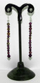 Long Purple Cultured Pearl Earrings with Tanzanite Crystals